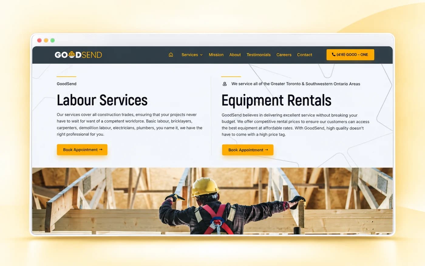 GoodSend website, designed and built by ZeroBytes